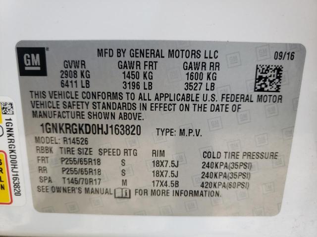 Photo 14 from auction – 2017 CHEVROLET TRAVERSE L with VIN 1GNKRGKD0HJ163820