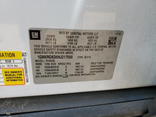 Photo 14 from auction – 2017 CHEVROLET TRAVERSE L with VIN 1GNKRGKD6HJ217590