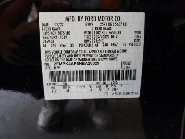 Photo 14 from auction – 2022 FORD EDGE ST with VIN 2FMPK4AP6NBA20329