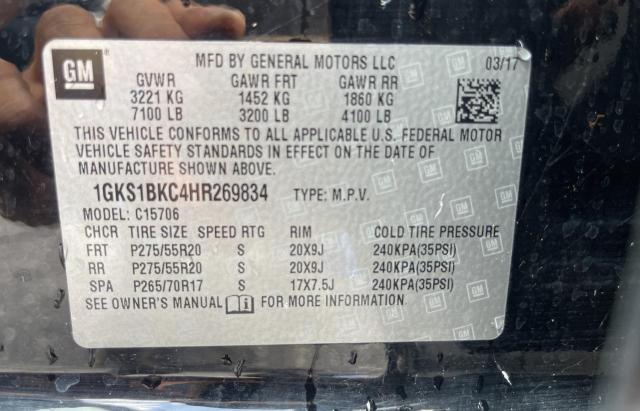 Photo 10 from auction – 2017 GMC YUKON SLT with VIN 1GKS1BKC4HR269834