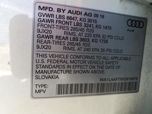 Photo 14 from auction – 2019 AUDI Q7 PREMIUM with VIN WA1LAAF7XKD010075