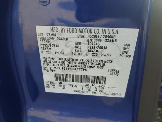 Photo 14 from auction – 2005 FORD ESCAPE XLT with VIN 1FMYU93115KA27795