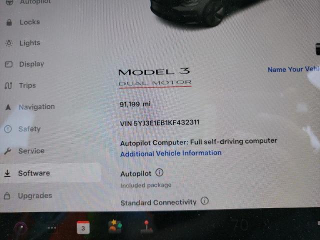 Photo 9 from auction – 2019 TESLA MODEL 3 with VIN 5YJ3E1EB1KF432311