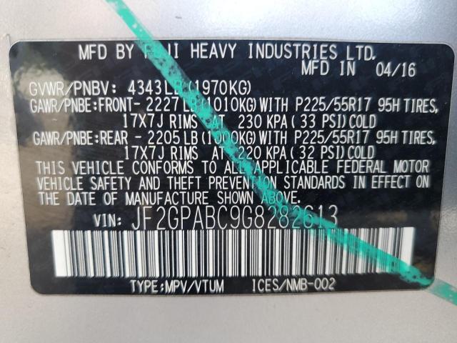 Photo 14 from auction – 2016 SUBARU CROSSTREK with VIN JF2GPABC9G8282613