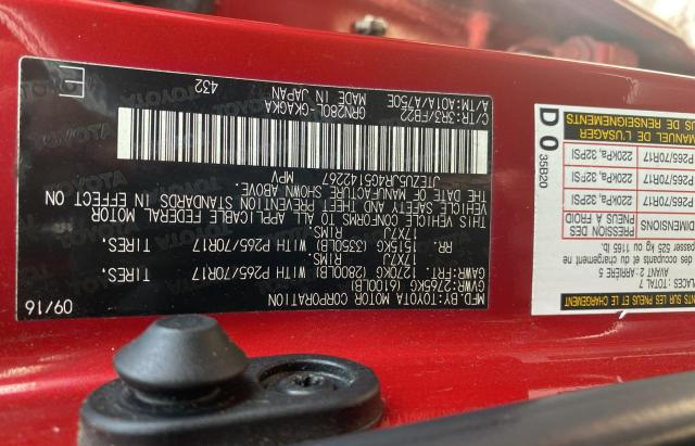 Photo 10 from auction – 2016 TOYOTA 4RUNNER SR with VIN JTEZU5JR4G5142267