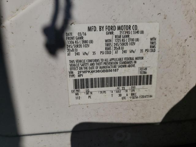 Photo 14 from auction – 2016 FORD EDGE TITAN with VIN 2FMPK4K98GBB56187