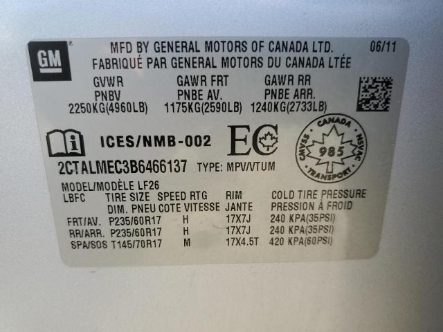 Photo 14 from auction – 2011 GMC TERRAIN SL with VIN 2CTALMEC3B6466137