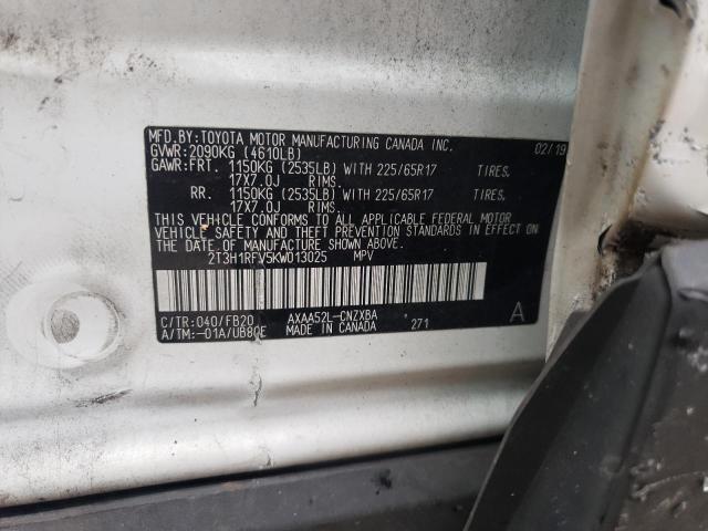 Photo 14 from auction – 2019 TOYOTA RAV4 LE with VIN 2T3H1RFV5KW013025