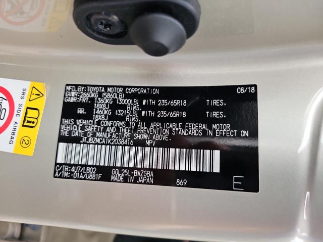Photo 10 from auction – 2019 LEXUS RX 350 BAS with VIN JTJBZMCA1K2038416