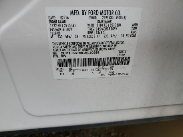 Photo 14 from auction – 2016 LINCOLN MKX SELECT with VIN 2LMTJ6KR9GBL80988