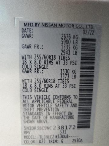 Photo 14 from auction – 2022 NISSAN PATHFINDER with VIN 5N1DR3BC9NC238172