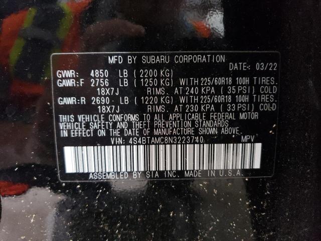 Photo 14 from auction – 2022 SUBARU OUTBACK LI with VIN 4S4BTAMC8N3223740