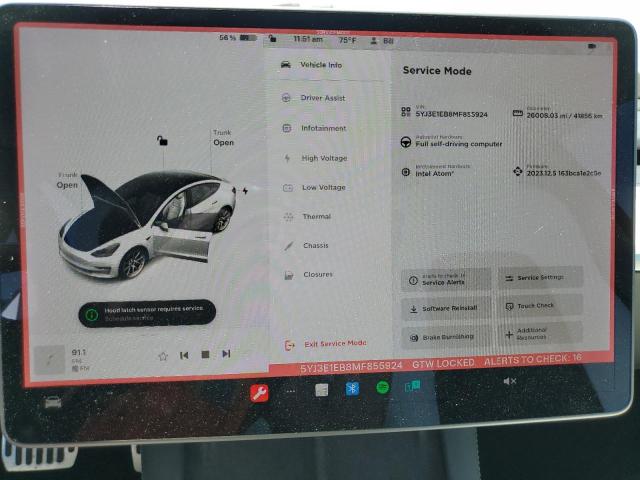 Photo 9 from auction – 2021 TESLA MODEL 3 with VIN 5YJ3E1EB8MF855924