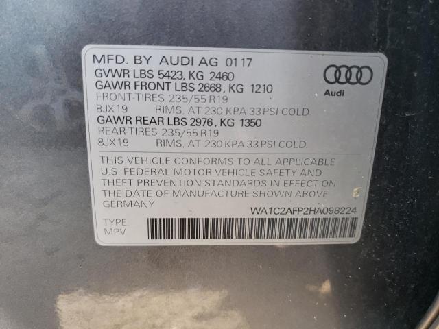 Photo 14 from auction – 2017 AUDI Q5 PREMIUM with VIN WA1C2AFP2HA098224