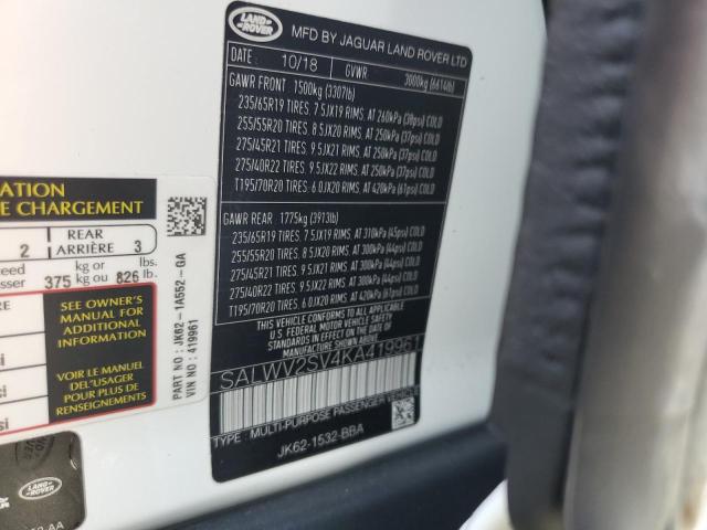 Photo 14 from auction – 2019 LAND ROVER RANGE ROVE with VIN SALWV2SV4KA419961