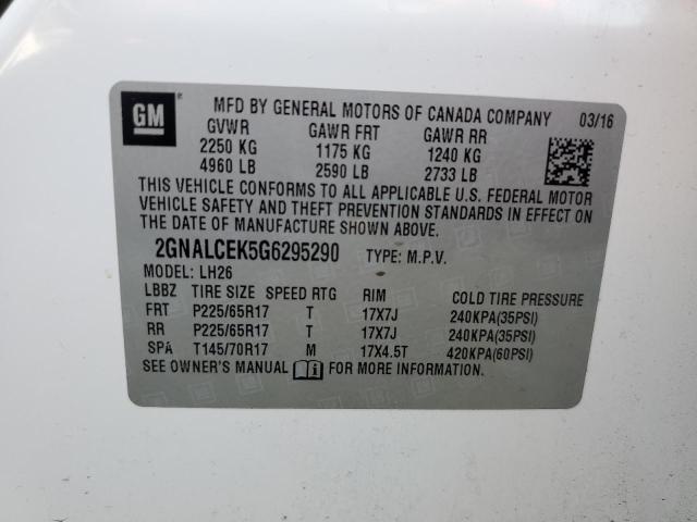 Photo 14 from auction – 2016 CHEVROLET EQUINOX LT with VIN 2GNALCEK5G6295290