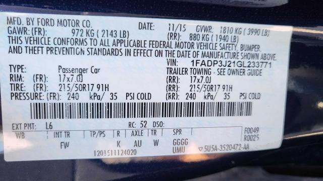 Photo 10 from auction – 2016 FORD FOCUS TITA with VIN 1FADP3J21GL233771