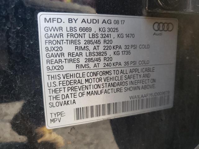 Photo 14 from auction – 2018 AUDI Q7 PREMIUM with VIN WA1LAAF76JD009679