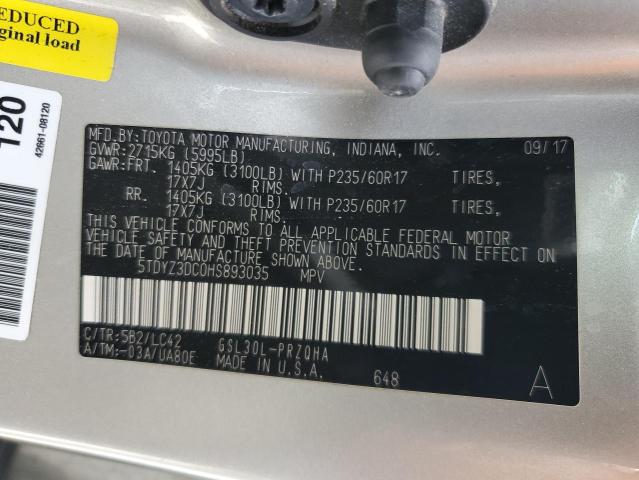 Photo 14 from auction – 2017 TOYOTA SIENNA XLE with VIN 5TDYZ3DC0HS893035