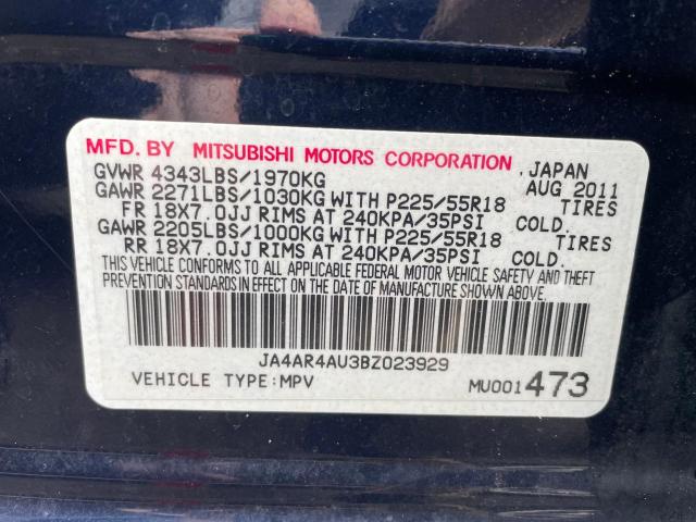Photo 10 from auction – 2011 MITSUBISHI OUTLANDER with VIN JA4AR4AU3BZ023929