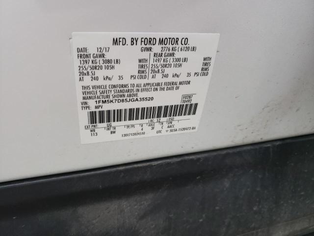 Photo 14 from auction – 2018 FORD EXPLORER X with VIN 1FM5K7D85JGA35520