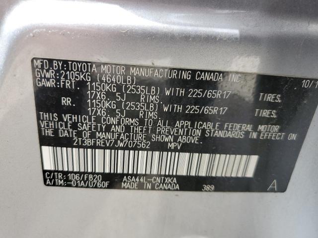 Photo 14 from auction – 2018 TOYOTA RAV4 LE with VIN 2T3BFREV7JW707562