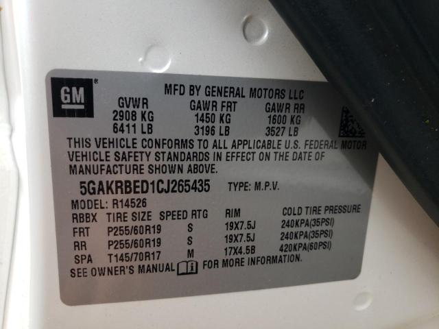 Photo 14 from auction – 2012 BUICK ENCLAVE with VIN 5GAKRBED1CJ265435