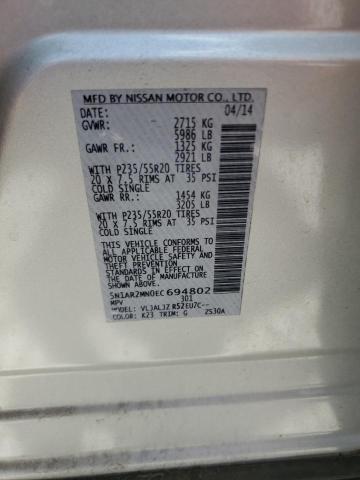 Photo 14 from auction – 2014 NISSAN PATHFINDER with VIN 5N1AR2MN0EC694802