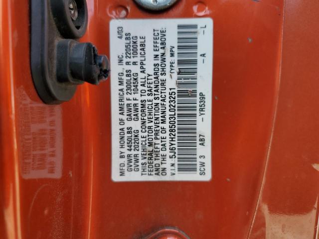 Photo 14 from auction – 2003 HONDA ELEMENT EX with VIN 5J6YH28503L023251