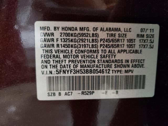Photo 14 from auction – 2011 HONDA PILOT EXL with VIN 5FNYF3H53BB054612