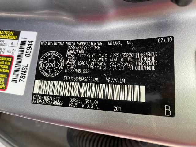 Photo 10 from auction – 2010 TOYOTA SEQUOIA LI with VIN 5TDJY5G19AS033490