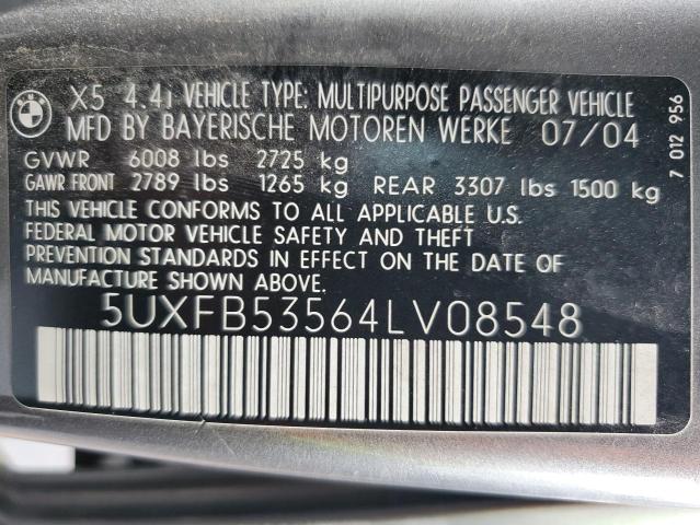 Photo 14 from auction – 2004 BMW X5 4.4I with VIN 5UXFB53564LV08548