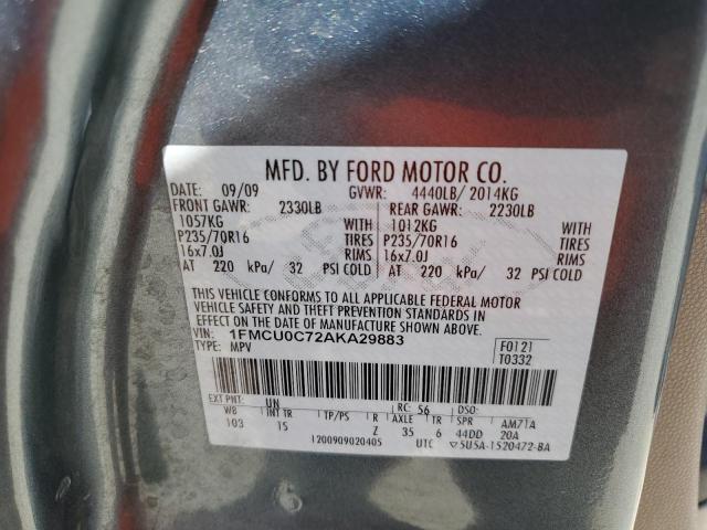 Photo 14 from auction – 2010 FORD ESCAPE XLS with VIN 1FMCU0C72AKA29883