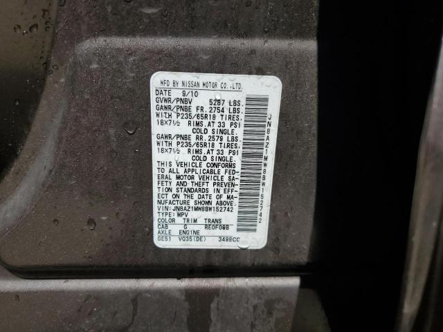Photo 14 from auction – 2011 NISSAN MURANO S with VIN JN8AZ1MW8BW152742