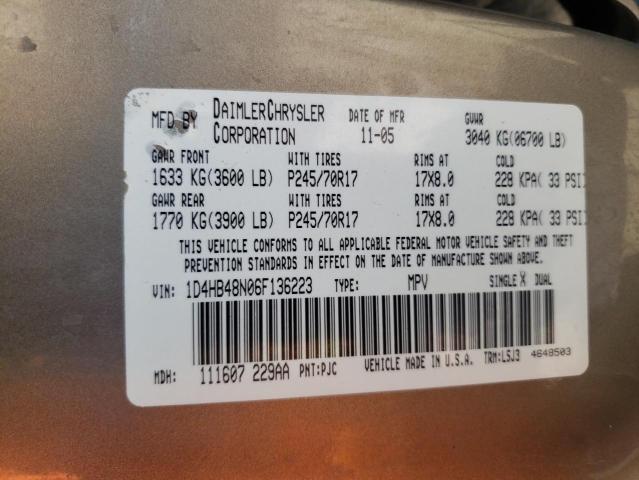 Photo 14 from auction – 2006 DODGE DURANGO SL with VIN 1D4HB48N06F136223