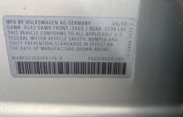 Photo 10 from auction – 2009 VOLKSWAGEN CC with VIN WVWEU73CX9E517816