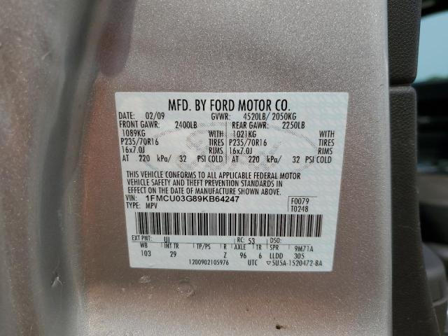 Photo 14 from auction – 2009 FORD ESCAPE XLT with VIN 1FMCU03G89KB64247