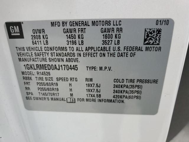 Photo 14 from auction – 2010 GMC ACADIA SLT with VIN 1GKLRMED0AJ170445