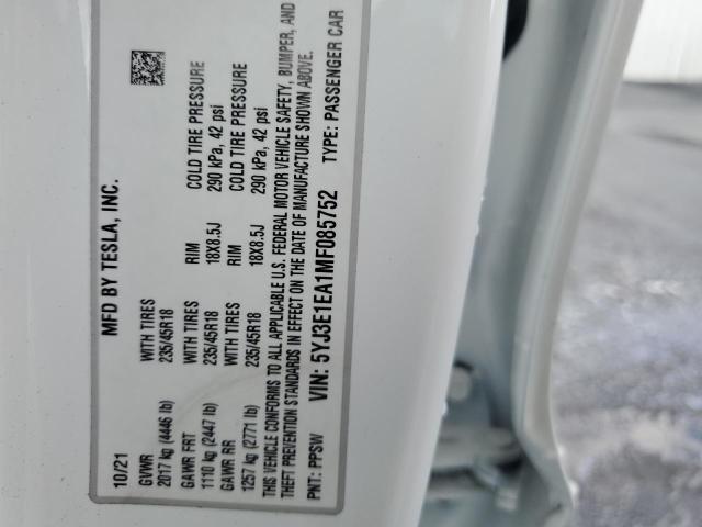 Photo 14 from auction – 2021 TESLA MODEL 3 with VIN 5YJ3E1EA1MF085752