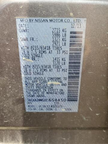 Photo 14 from auction – 2014 NISSAN PATHFINDER with VIN 5N1AR2MM5EC654450