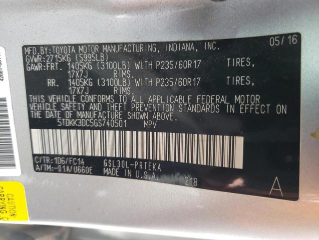 Photo 14 from auction – 2016 TOYOTA SIENNA LE with VIN 5TDKK3DC5GS740501