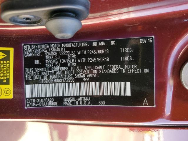 Photo 14 from auction – 2016 TOYOTA HIGHLANDER with VIN 5TDZKRFH0GS173950