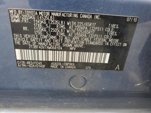 Photo 14 from auction – 2010 TOYOTA RAV4 with VIN 2T3BF4DV7AW068104