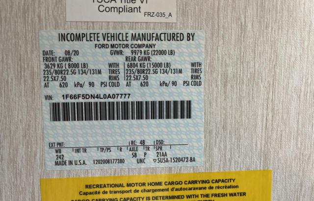 Photo 10 from auction – 2021 FORD F53 with VIN 1F66F5DN4L0A07777