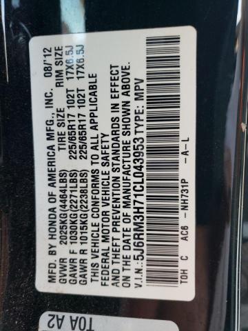 Photo 14 from auction – 2012 HONDA CR-V EXL with VIN 5J6RM3H71CL043953