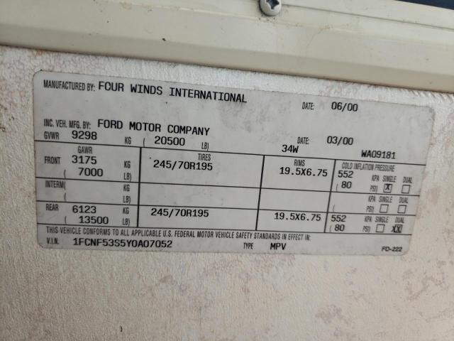 Photo 10 from auction – 2000 THOR MOTOR HOME with VIN 1FCNF53S5Y0A07052