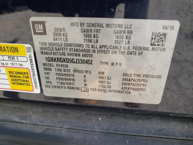 Photo 14 from auction – 2016 CHEVROLET TRAVERSE L with VIN 1GNKRGKD9GJ338452