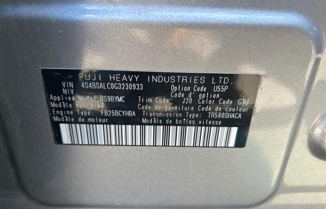 Photo 10 from auction – 2016 SUBARU OUTBACK 2. with VIN 4S4BSALC0G3230933
