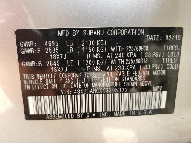 Photo 14 from auction – 2019 SUBARU OUTBACK 2. with VIN 4S4BSANCXK3305322