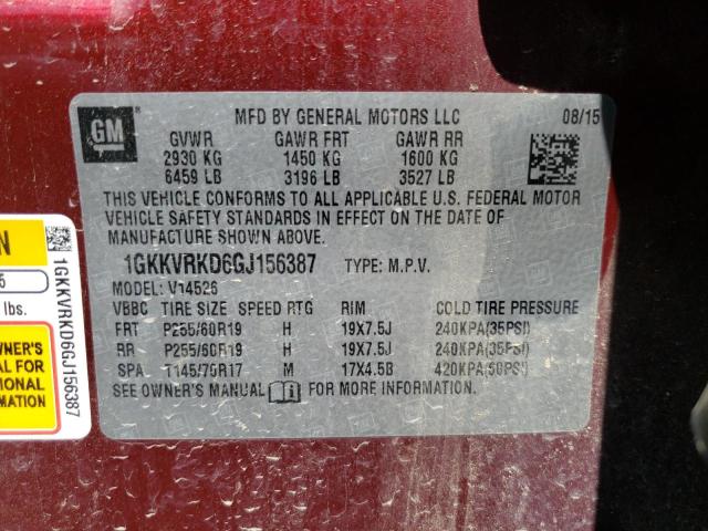 Photo 14 from auction – 2016 GMC ACADIA SLT with VIN 1GKKVRKD6GJ156387